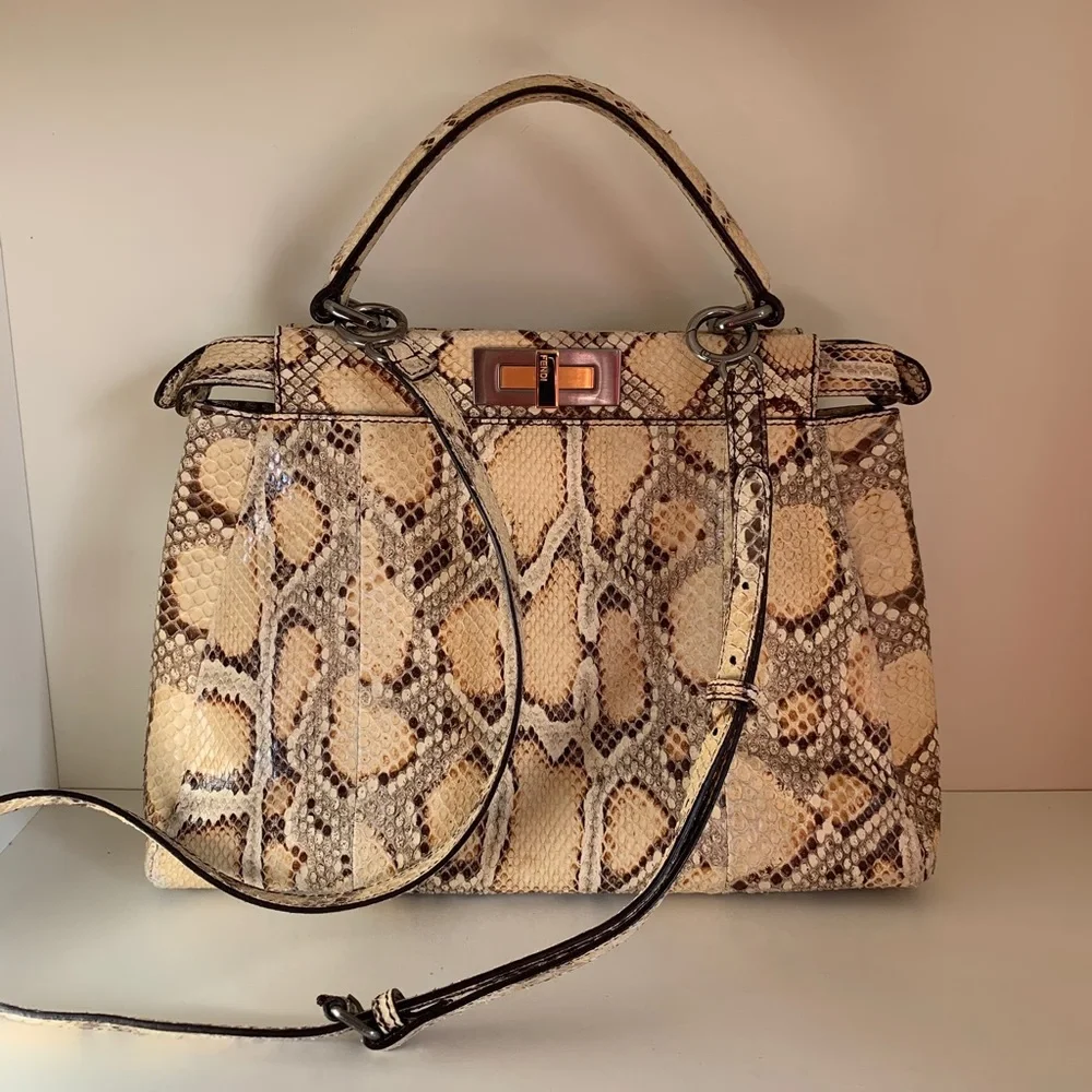 Fendi python peekaboo handle bag crossbody
